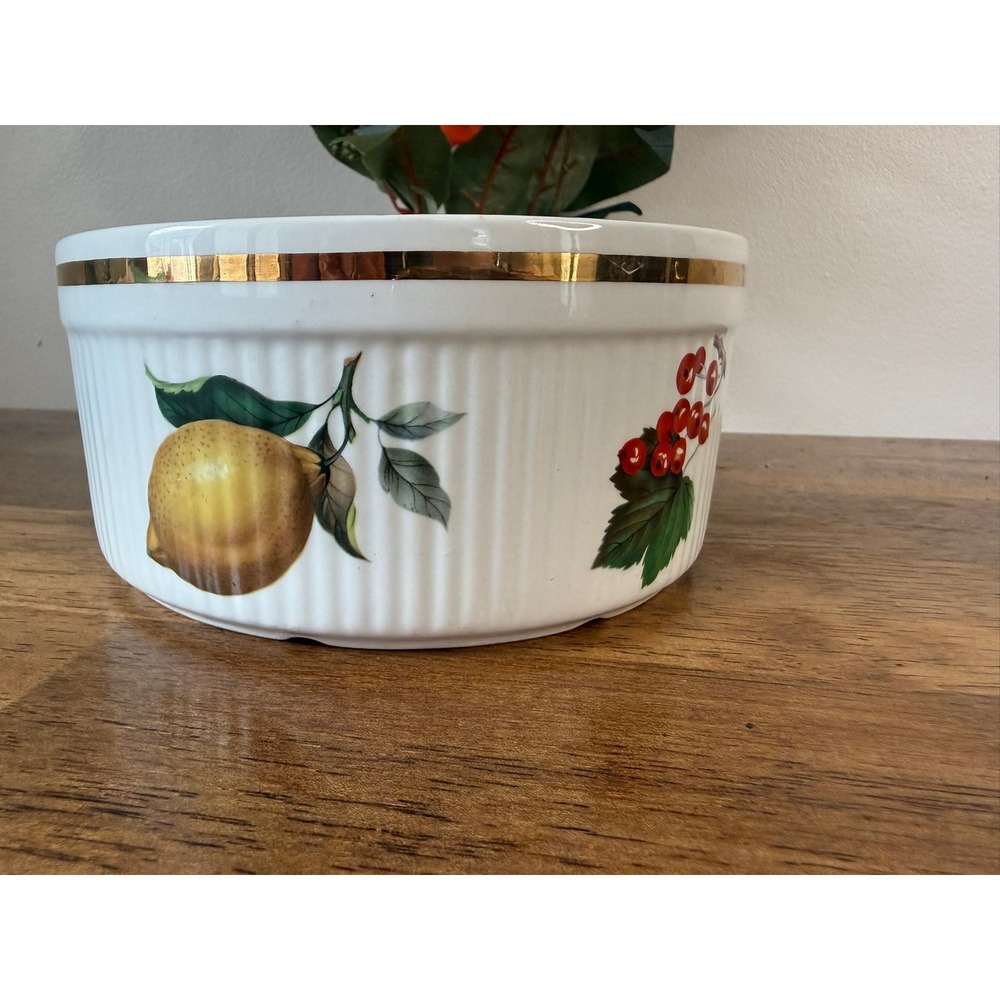 Vintage Alfred Meakin England Fruit Serving Bowl Apple Pear Gold Trim Kitchen